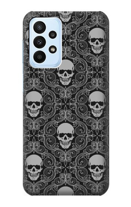 W2371 Skull Vintage Monochrome Pattern Hard Case and Leather Flip Case For Samsung Galaxy A23