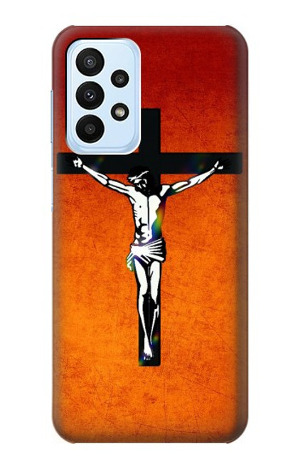 W2421 Jesus Christ On The Cross Hard Case and Leather Flip Case For Samsung Galaxy A23