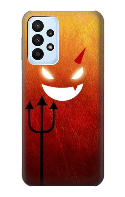 W2454 Red Cute Little Devil Cartoon Hard Case and Leather Flip Case For Samsung Galaxy A23