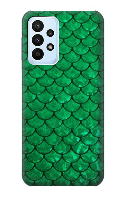 W2704 Green Fish Scale Pattern Graphic Hard Case and Leather Flip Case For Samsung Galaxy A23