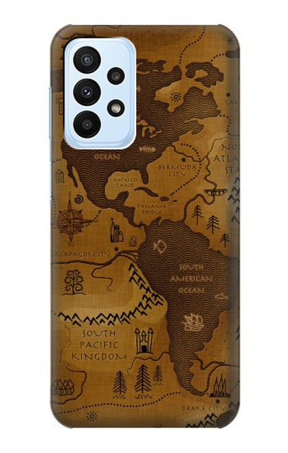 W2861 Antique World Map Hard Case and Leather Flip Case For Samsung Galaxy A23