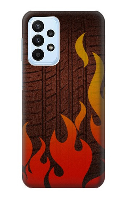 W2988 Rally Car Tire Fire Hard Case and Leather Flip Case For Samsung Galaxy A23