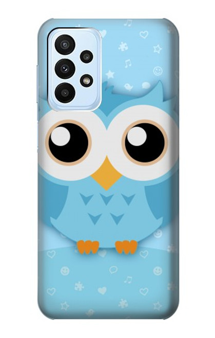 W3029 Cute Blue Owl Hard Case and Leather Flip Case For Samsung Galaxy A23