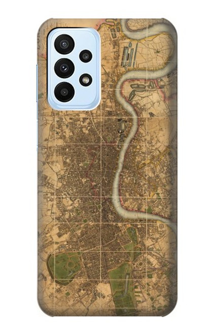 W3230 Vintage Map of London Hard Case and Leather Flip Case For Samsung Galaxy A23