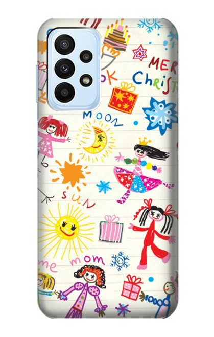 W3280 Kids Drawing Hard Case and Leather Flip Case For Samsung Galaxy A23