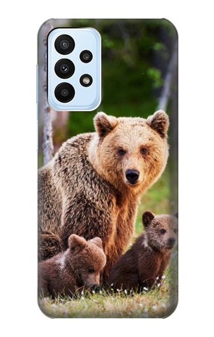 W3558 Bear Family Hard Case and Leather Flip Case For Samsung Galaxy A23