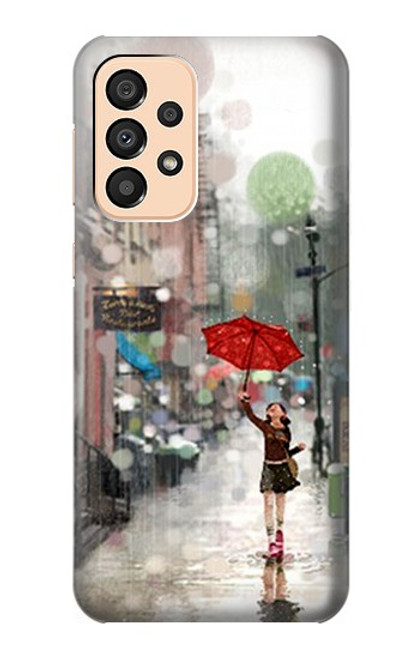 W0108 Girl in The Rain Hard Case and Leather Flip Case For Samsung Galaxy A33 5G