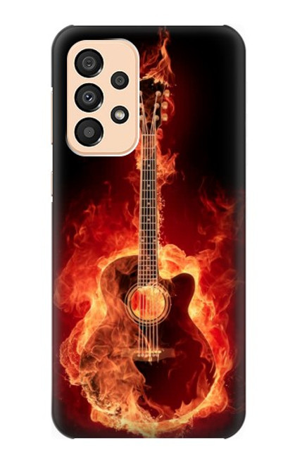 W0415 Fire Guitar Burn Hard Case and Leather Flip Case For Samsung Galaxy A33 5G