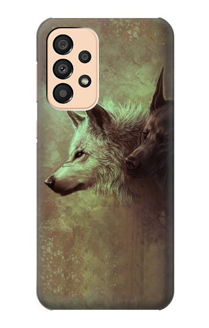 W0931 White Black Wolf Hard Case and Leather Flip Case For Samsung Galaxy A33 5G