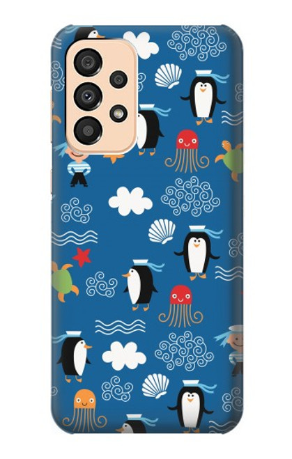 W2572 Marine Penguin Pattern Hard Case and Leather Flip Case For Samsung Galaxy A33 5G