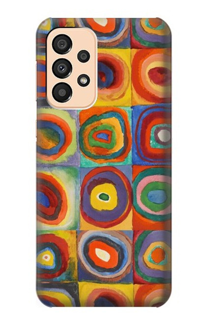 W3409 Squares Concentric Circles Hard Case and Leather Flip Case For Samsung Galaxy A33 5G