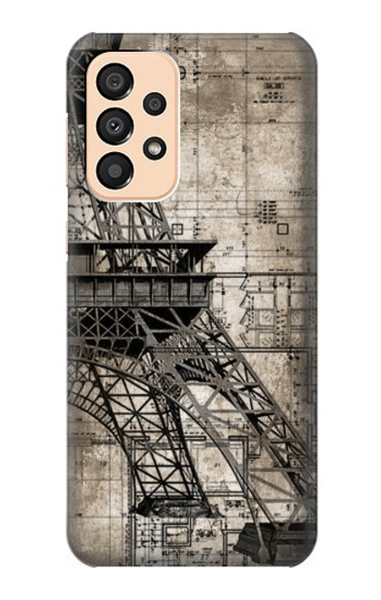 W3416 Eiffel Tower Blueprint Hard Case and Leather Flip Case For Samsung Galaxy A33 5G