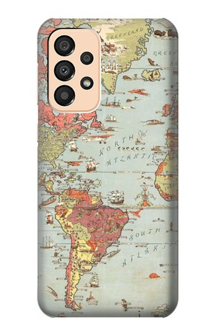 W3418 Vintage World Map Hard Case and Leather Flip Case For Samsung Galaxy A33 5G