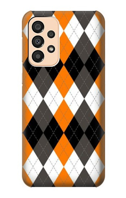 W3421 Black Orange White Argyle Plaid Hard Case and Leather Flip Case For Samsung Galaxy A33 5G