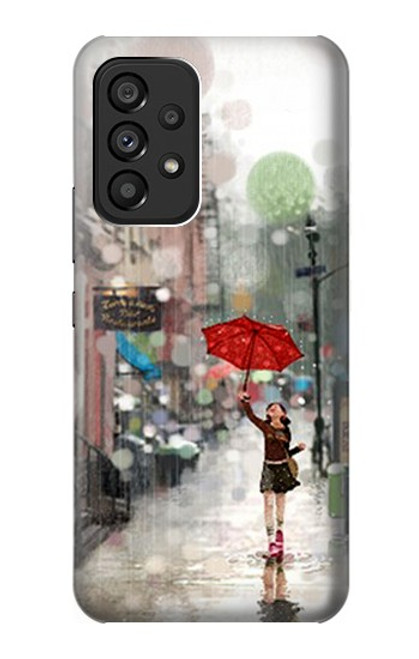 W0108 Girl in The Rain Hard Case and Leather Flip Case For Samsung Galaxy A53 5G