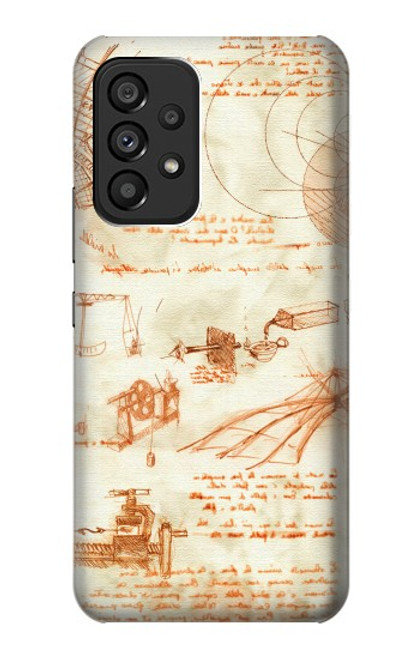 W0566 Technical Drawing Da Vinci Hard Case and Leather Flip Case For Samsung Galaxy A53 5G