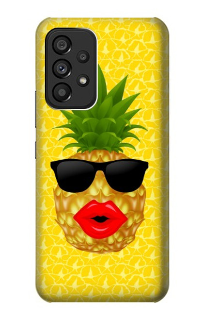 W2443 Funny Pineapple Sunglasses Kiss Hard Case and Leather Flip Case For Samsung Galaxy A53 5G
