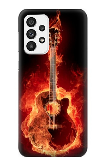 W0415 Fire Guitar Burn Hard Case and Leather Flip Case For Samsung Galaxy A73 5G