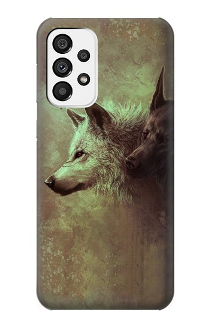 W0931 White Black Wolf Hard Case and Leather Flip Case For Samsung Galaxy A73 5G