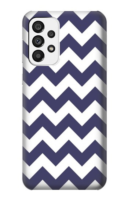 W2345 Navy Blue Shavron Zig Zag Pattern Hard Case and Leather Flip Case For Samsung Galaxy A73 5G