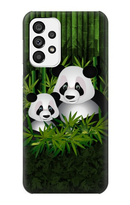 W2441 Panda Family Bamboo Forest Hard Case and Leather Flip Case For Samsung Galaxy A73 5G