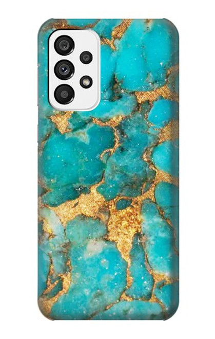 W2906 Aqua Turquoise Stone Hard Case and Leather Flip Case For Samsung Galaxy A73 5G