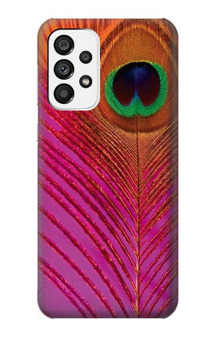 W3201 Pink Peacock Feather Hard Case and Leather Flip Case For Samsung Galaxy A73 5G