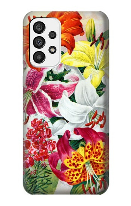 W3205 Retro Art Flowers Hard Case and Leather Flip Case For Samsung Galaxy A73 5G