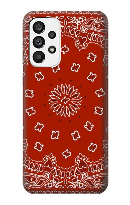 W3355 Bandana Red Pattern Hard Case and Leather Flip Case For Samsung Galaxy A73 5G