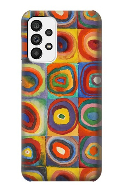 W3409 Squares Concentric Circles Hard Case and Leather Flip Case For Samsung Galaxy A73 5G