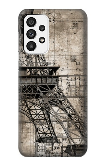 W3416 Eiffel Tower Blueprint Hard Case and Leather Flip Case For Samsung Galaxy A73 5G