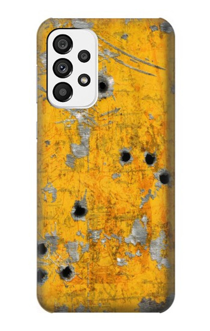 W3528 Bullet Rusting Yellow Metal Hard Case and Leather Flip Case For Samsung Galaxy A73 5G