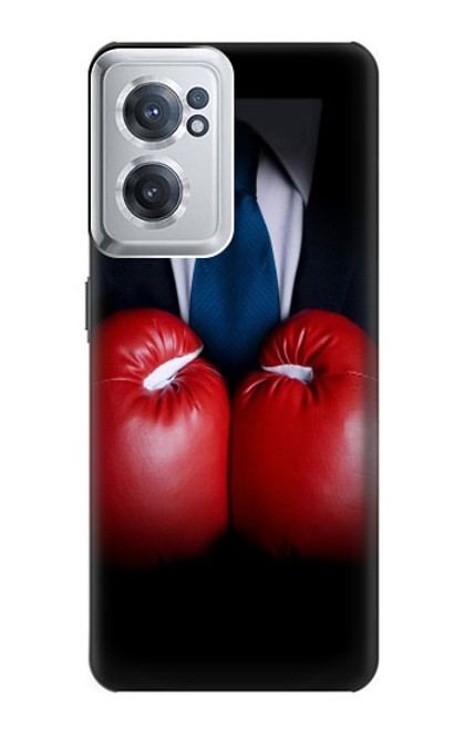 W2261 Businessman Black Suit With Boxing Gloves Hard Case and Leather Flip Case For OnePlus Nord CE 2 5G