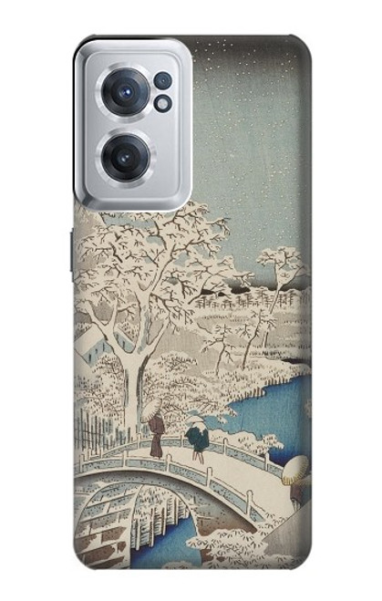 W3350 Utagawa Hiroshige Drum Bridge Yuhi Hill in Meguro Hard Case and Leather Flip Case For OnePlus Nord CE 2 5G