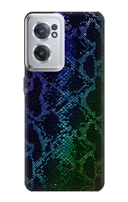 W3366 Rainbow Python Skin Graphic Print Hard Case and Leather Flip Case For OnePlus Nord CE 2 5G