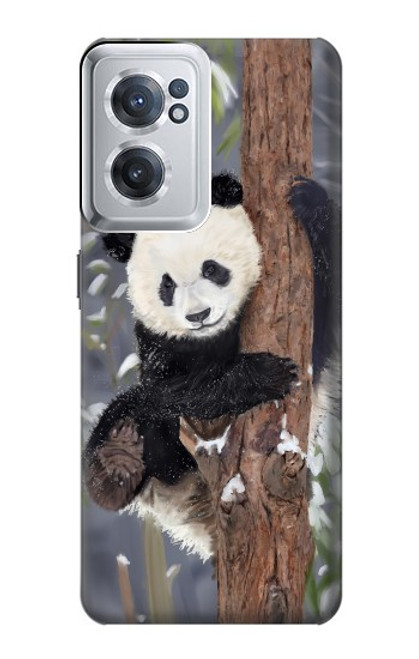 W3793 Cute Baby Panda Snow Painting Hard Case and Leather Flip Case For OnePlus Nord CE 2 5G