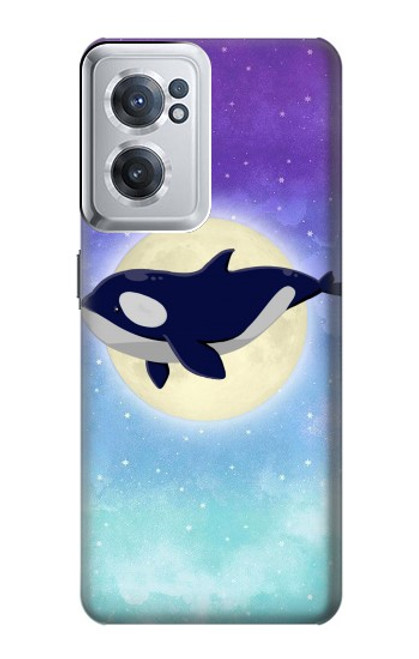 W3807 Killer Whale Orca Moon Pastel Fantasy Hard Case and Leather Flip Case For OnePlus Nord CE 2 5G