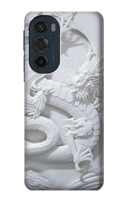 W0386 Dragon Carving Hard Case and Leather Flip Case For Motorola Edge 30 Pro