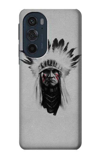 W0451 Indian Chief Hard Case and Leather Flip Case For Motorola Edge 30 Pro