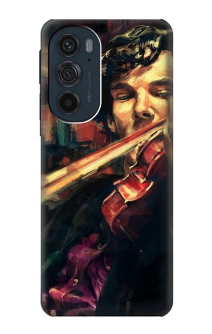 W0723 Violin Art Paint Hard Case and Leather Flip Case For Motorola Edge 30 Pro