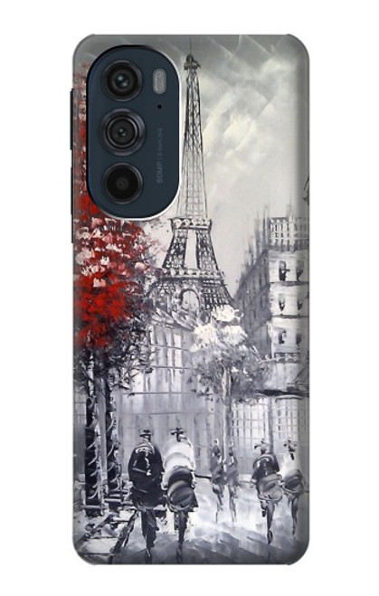 W1295 Eiffel Painting of Paris Hard Case and Leather Flip Case For Motorola Edge 30 Pro