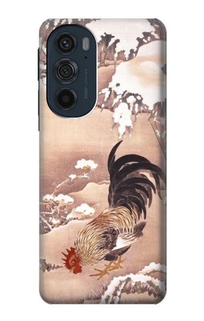 W1332 Ito Jakuchu Rooster Hard Case and Leather Flip Case For Motorola Edge 30 Pro