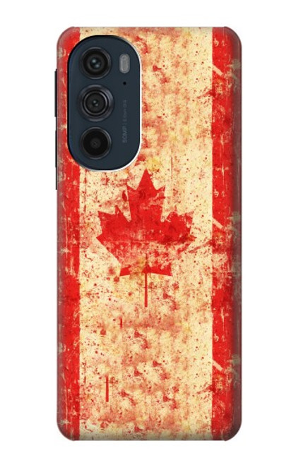 W1603 Canada Flag Old Vintage Hard Case and Leather Flip Case For Motorola Edge 30 Pro