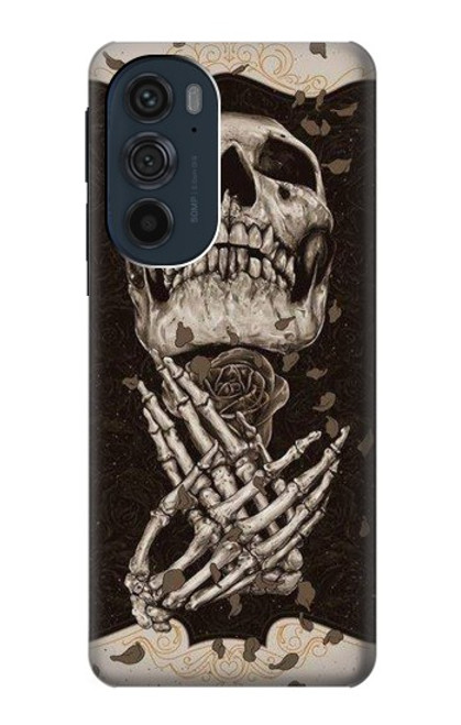 W1676 Skull Rose Hard Case and Leather Flip Case For Motorola Edge 30 Pro