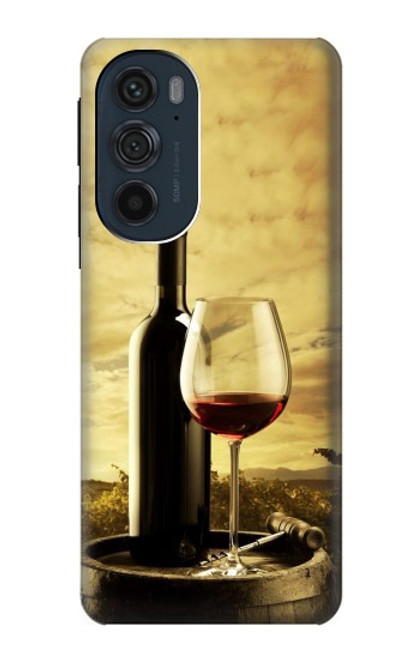 W2042 A Grape Vineyard Grapes Bottle Red Wine Hard Case and Leather Flip Case For Motorola Edge 30 Pro