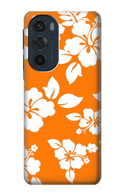 W2245 Hawaiian Hibiscus Orange Pattern Hard Case and Leather Flip Case For Motorola Edge 30 Pro