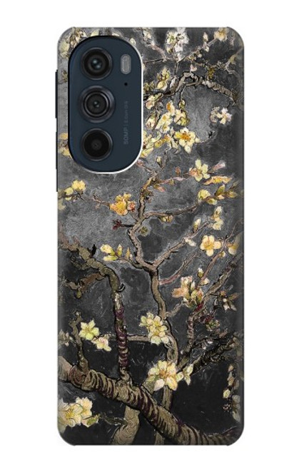 W2664 Black Blossoming Almond Tree Van Gogh Hard Case and Leather Flip Case For Motorola Edge 30 Pro