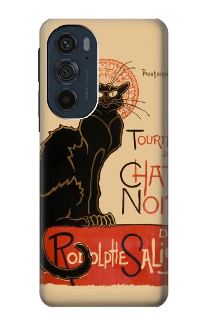 W2739 Chat Noir Black Cat Vintage Hard Case and Leather Flip Case For Motorola Edge 30 Pro