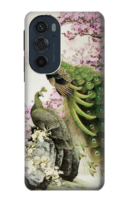 W2773 Peacock Chinese Brush Painting Hard Case and Leather Flip Case For Motorola Edge 30 Pro