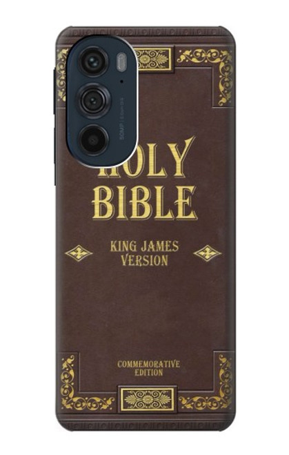 W2889 Holy Bible Cover King James Version Hard Case and Leather Flip Case For Motorola Edge 30 Pro